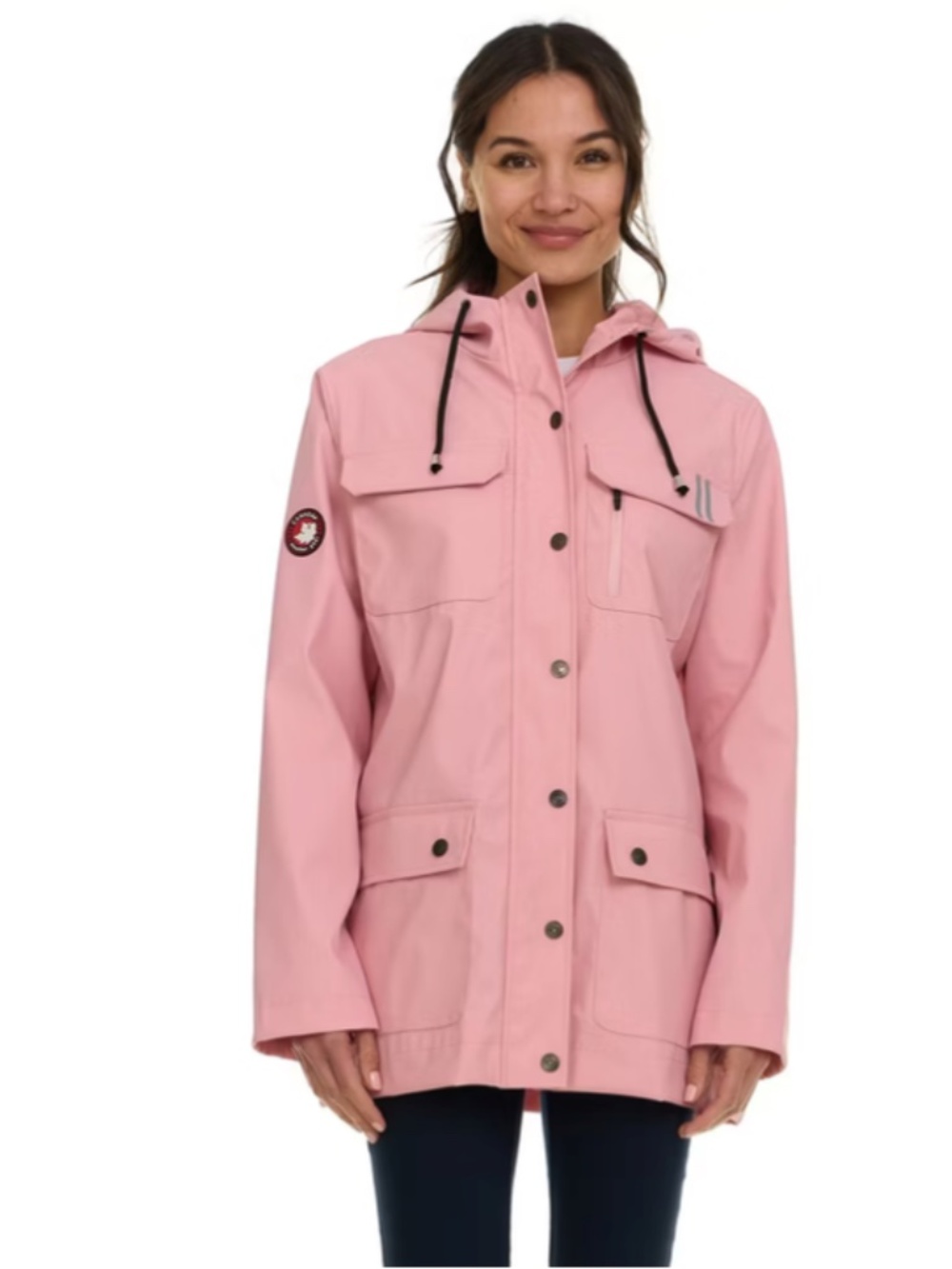 Canada Weather Gear Women's Waterproof Hooded Rain Coat Rose SZ L NWT
